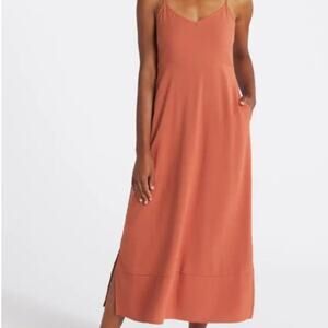 Sleeveless Seersucker Maxi Dress, size small, Burnt Orange